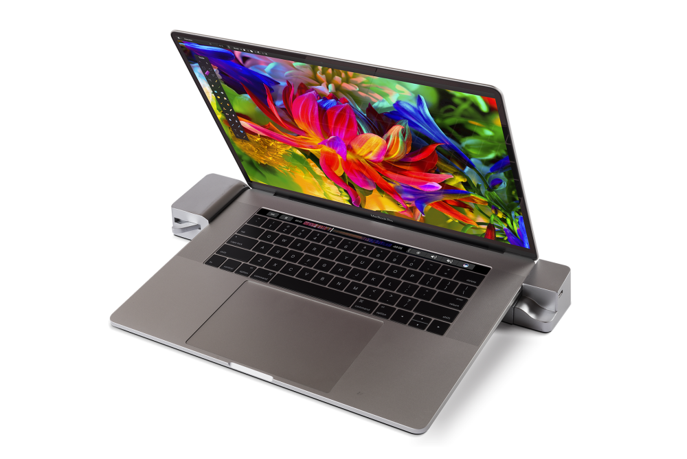 Docking Station for the MacBook Pro with Touch Bar - Docked Angled View